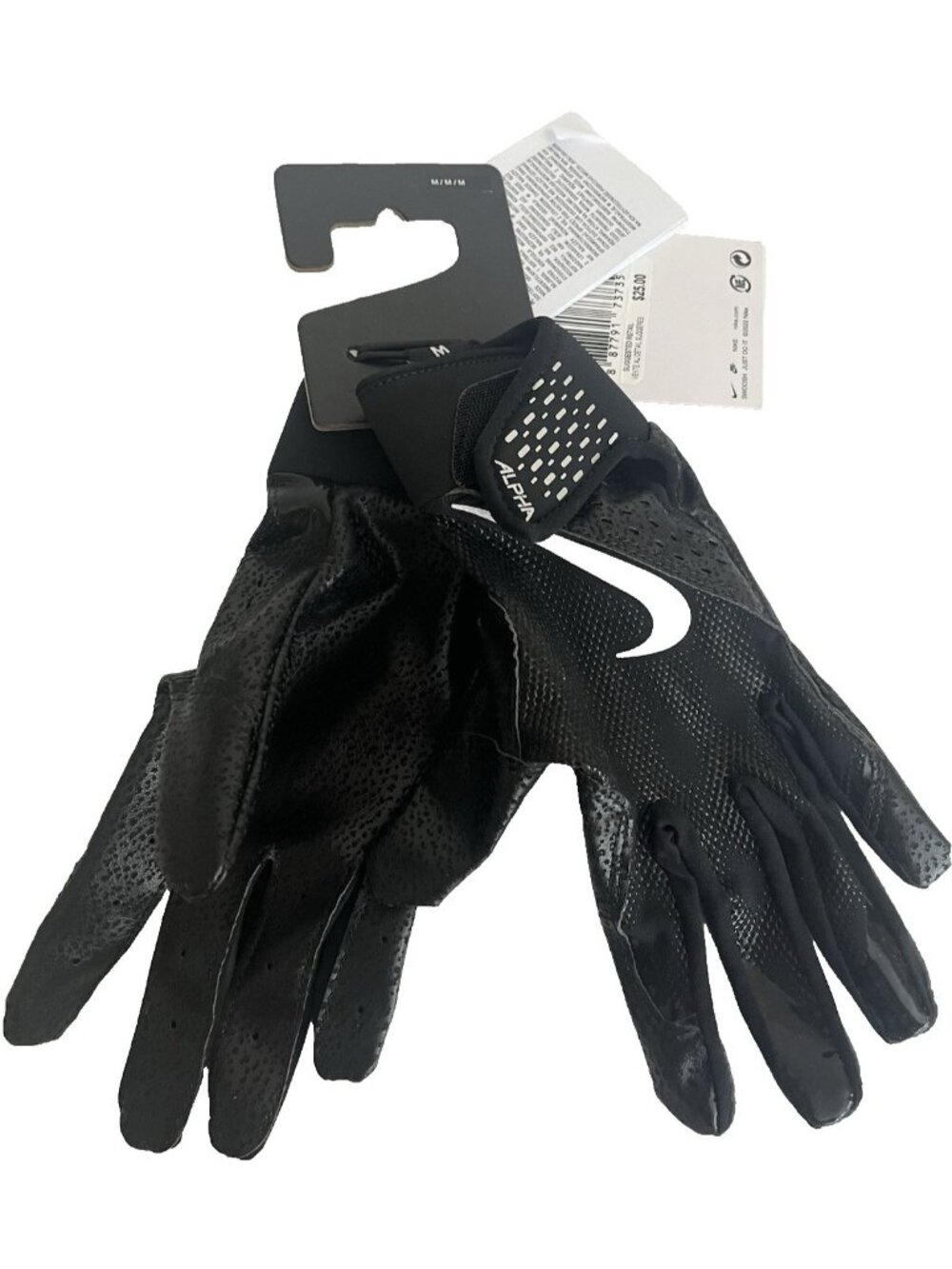 NEW Nike Alpha Batting Gloves Youth Size Medium Black NWT Baseball Softball